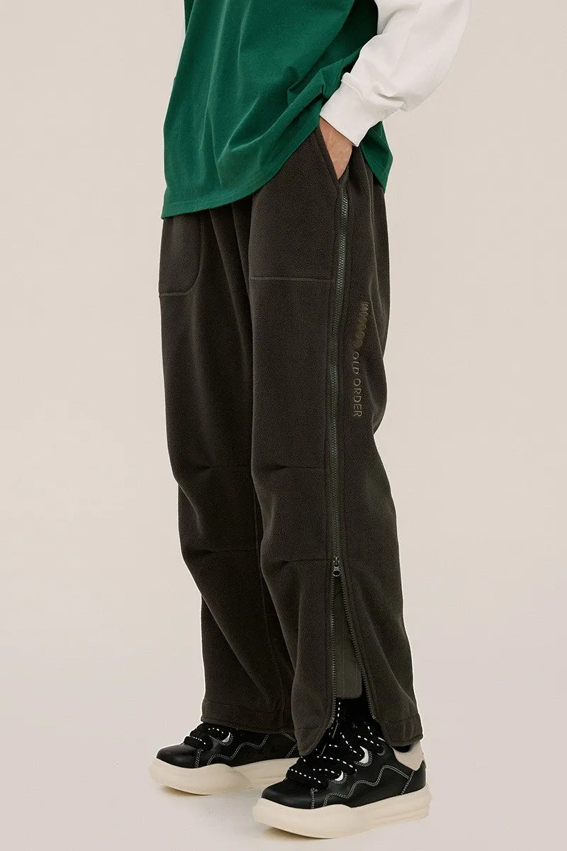 OO Fleece Zipper Loose Trousers