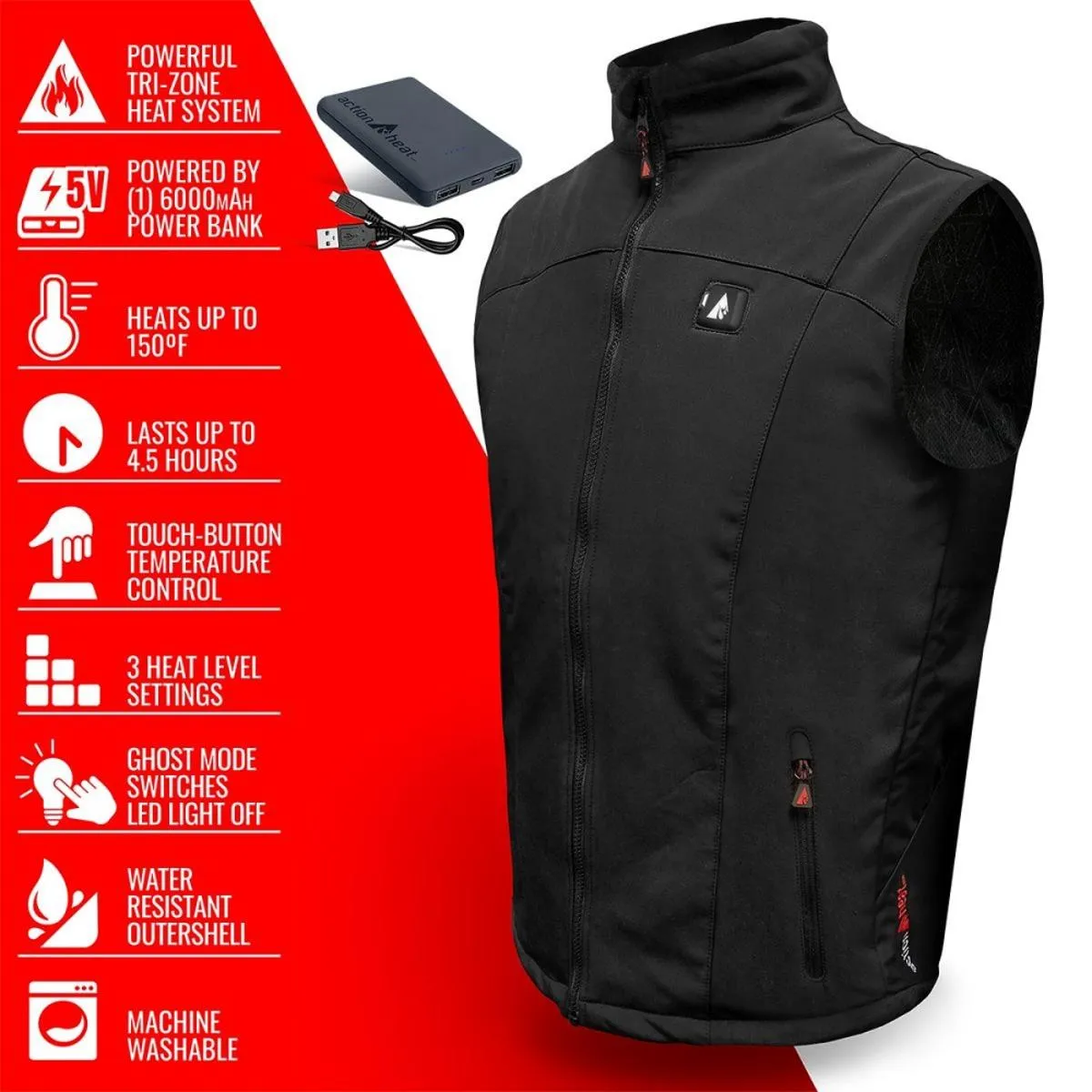 Open Box ActionHeat 5V Battery Heated Softshell Vest - Men's