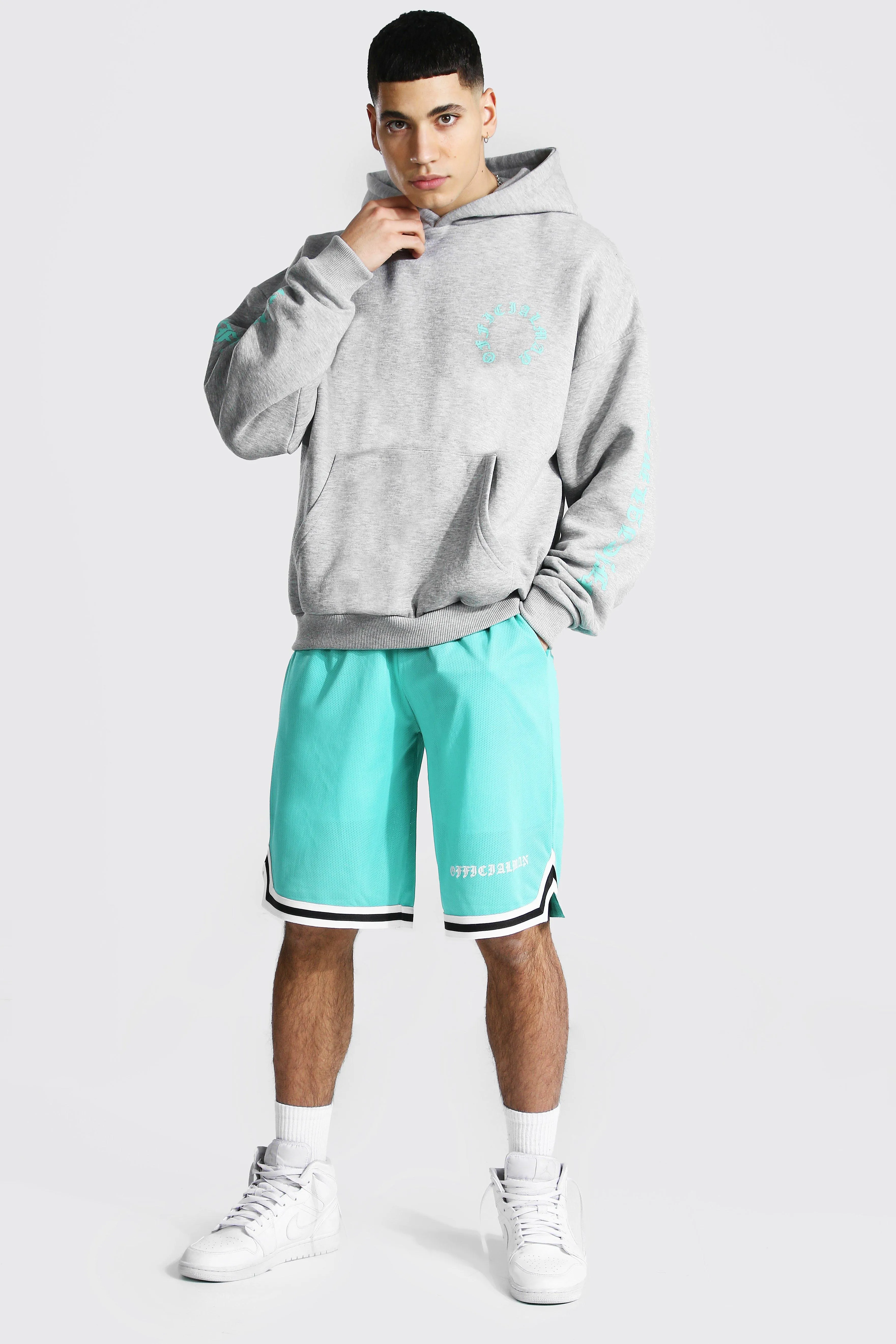 Oversized Man Hoodie And Mesh Short Set | boohooMAN UK