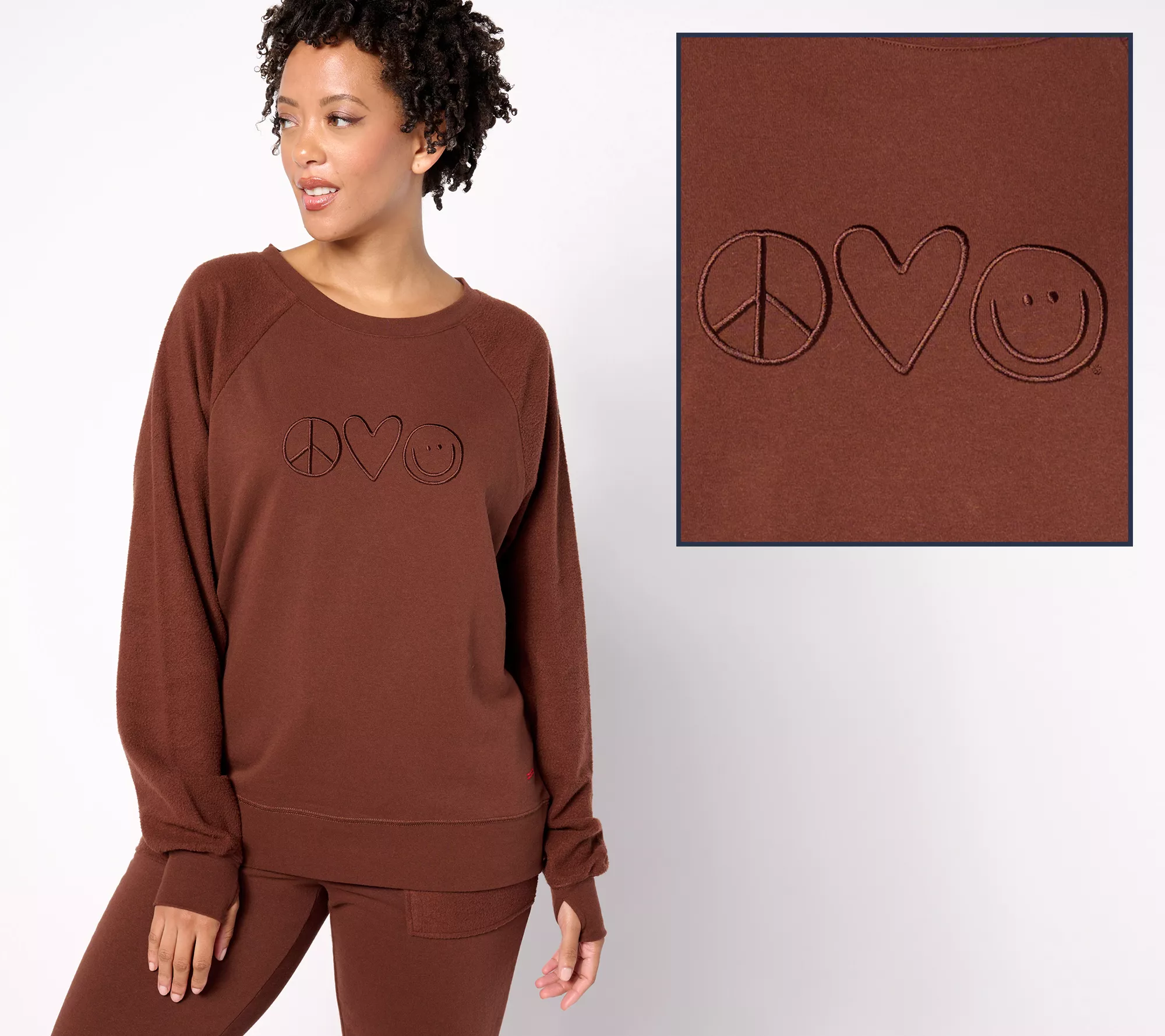 Peace Love World Reverse Fleece Sweatshirt