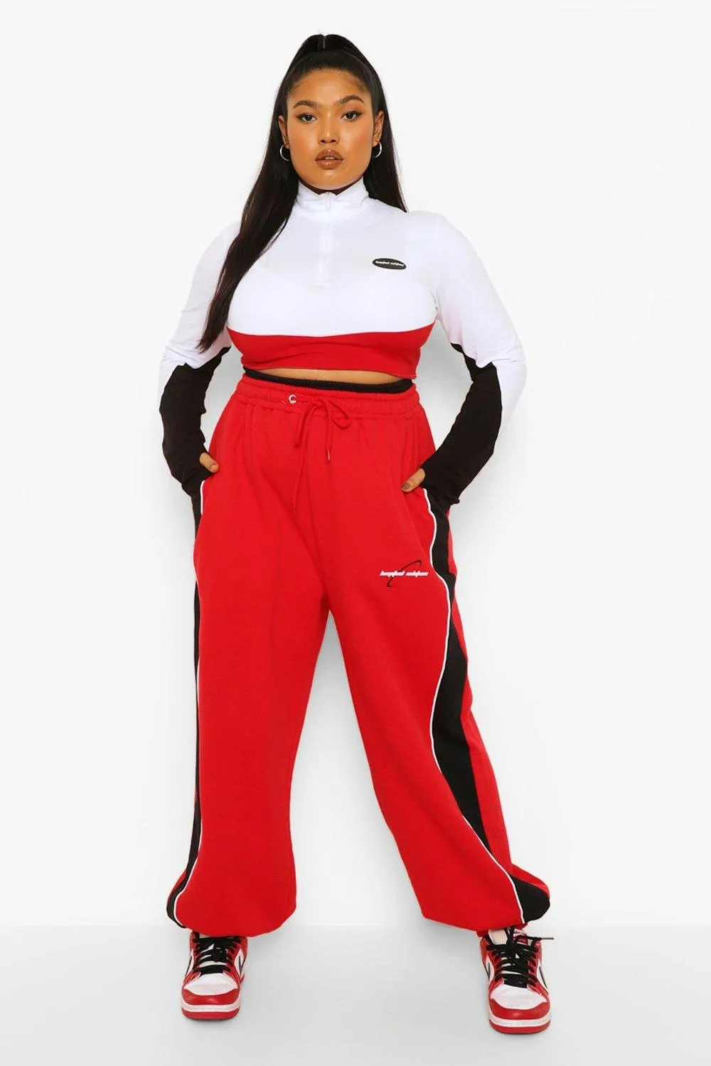 Plus Colour Block Oversized Joggers