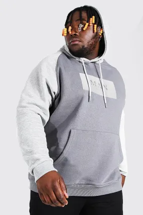 Plus Size MAN Roman Colour Block Hoodie | boohooMAN UK