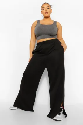 Plus Split Hem Wide Leg Joggers