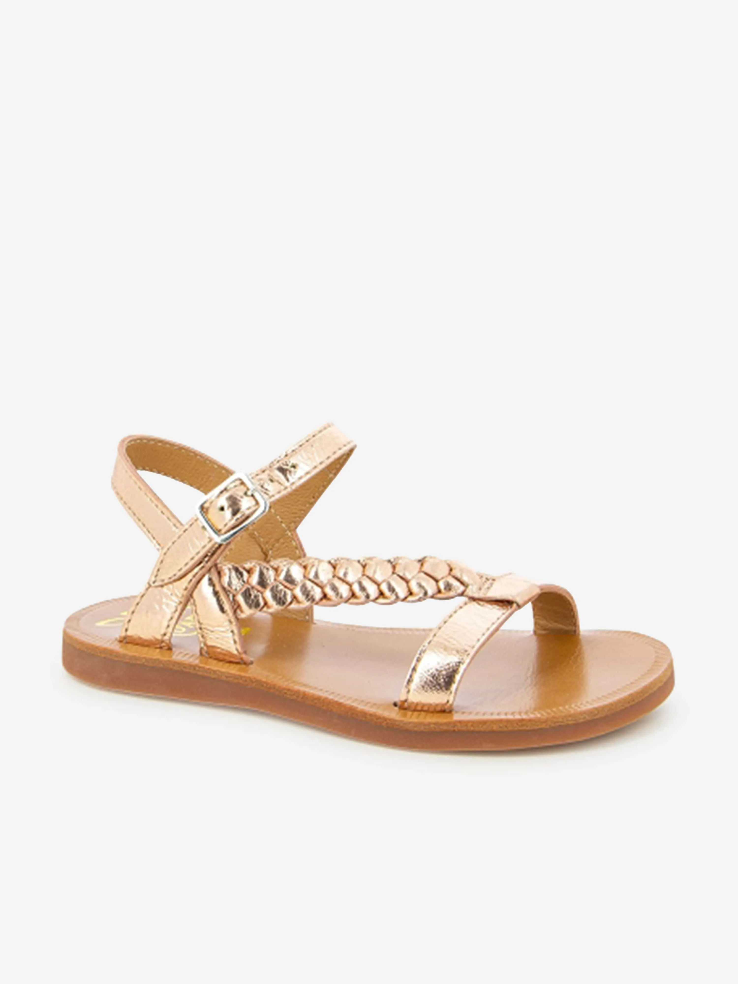 Pom D'Api Girls Leather Plagette Antik Sandals in Pink