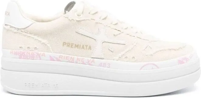 Premiata knitted panelled sneakers Neutrals