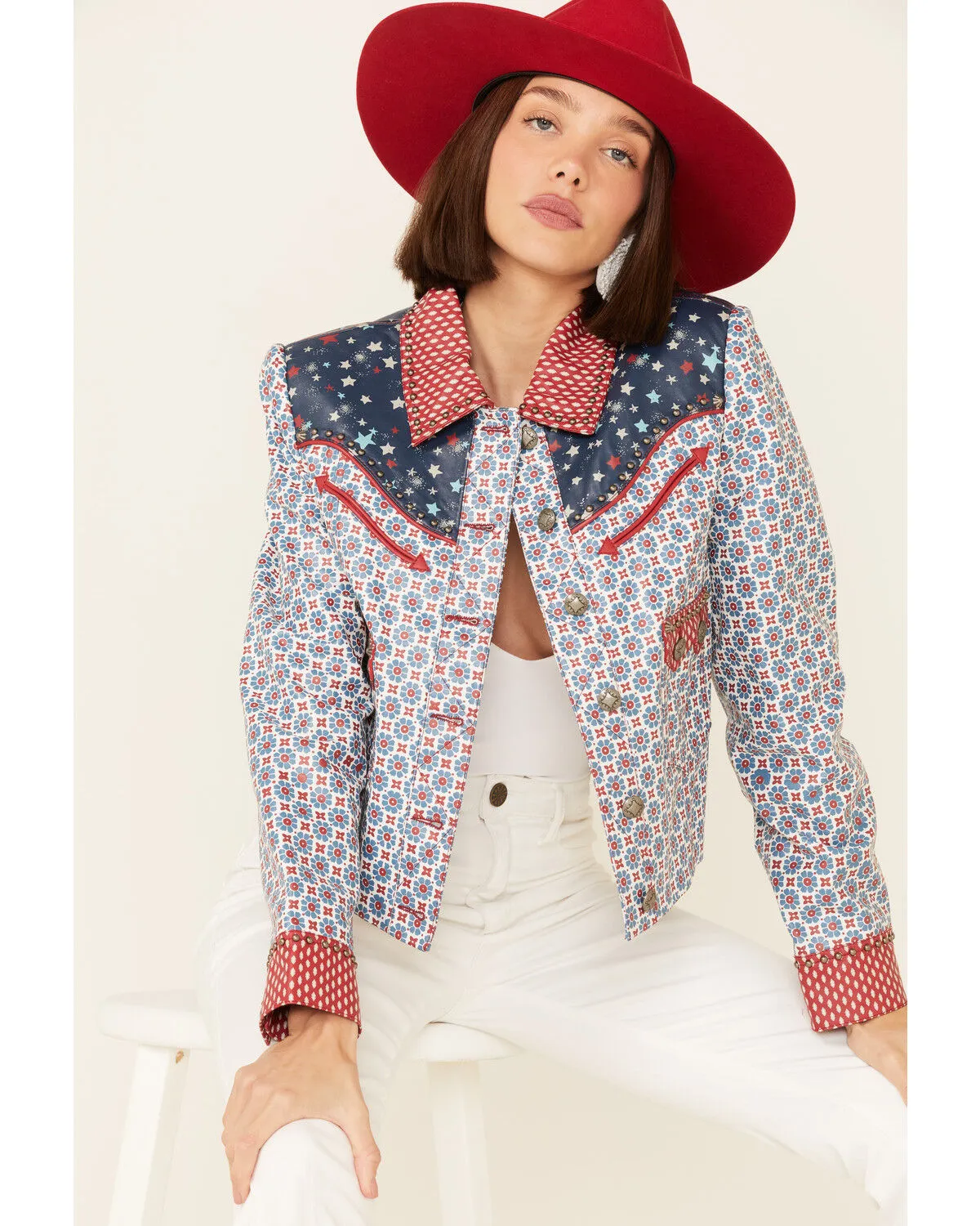 Product Name:  Double D Ranch Women's Multi Print Chick Fiddle Button-Front Jacket