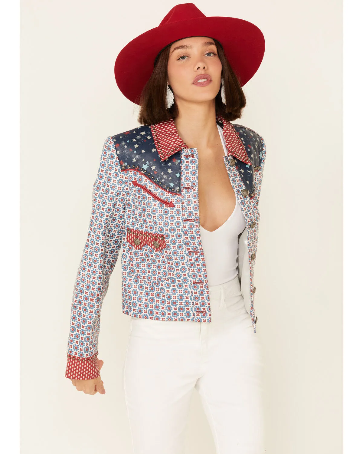 Product Name:  Double D Ranch Women's Multi Print Chick Fiddle Button-Front Jacket