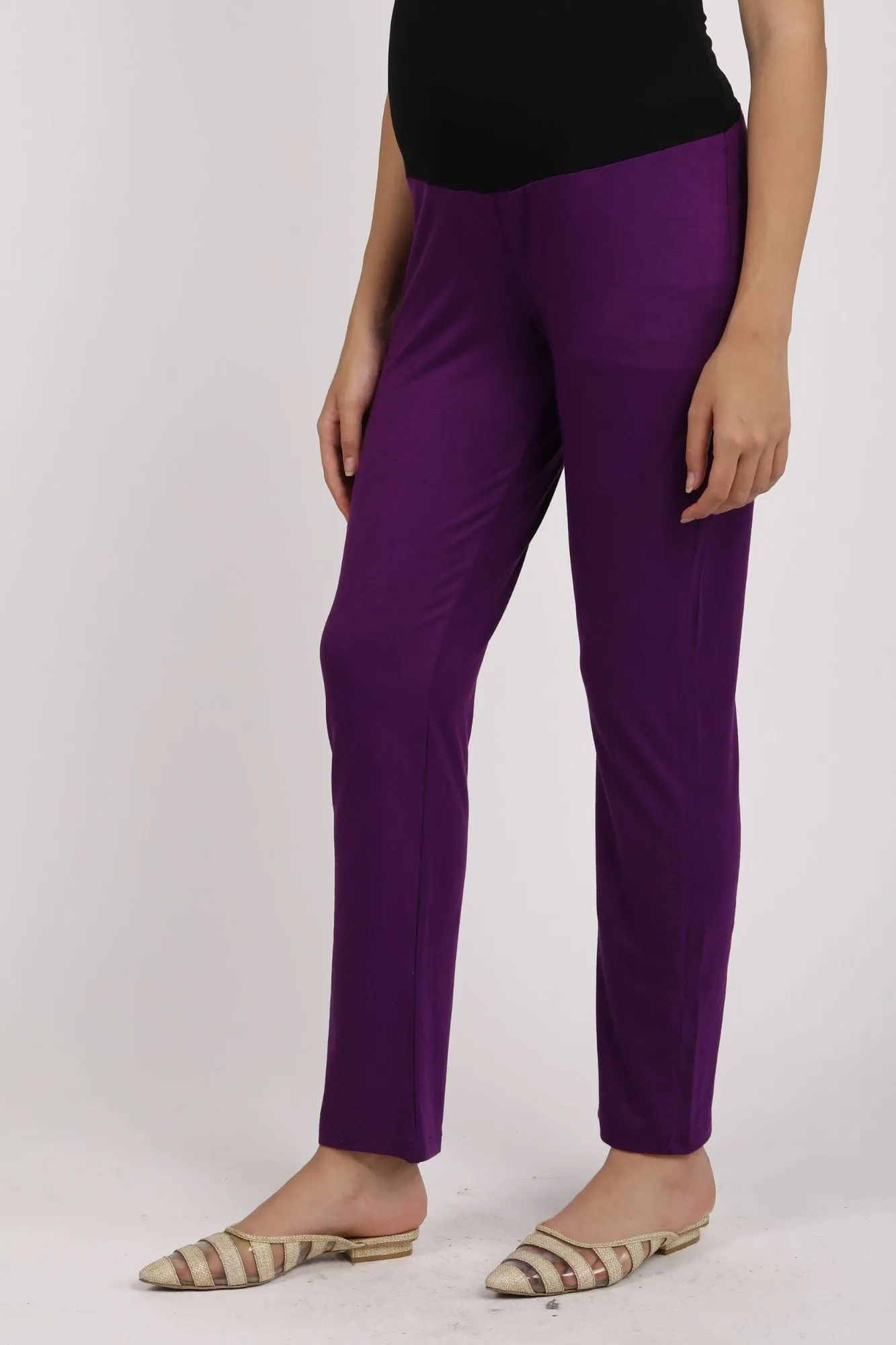 Purple Over The Bump  Leggings (VISCOSE LYCRA- NARROW FIT)