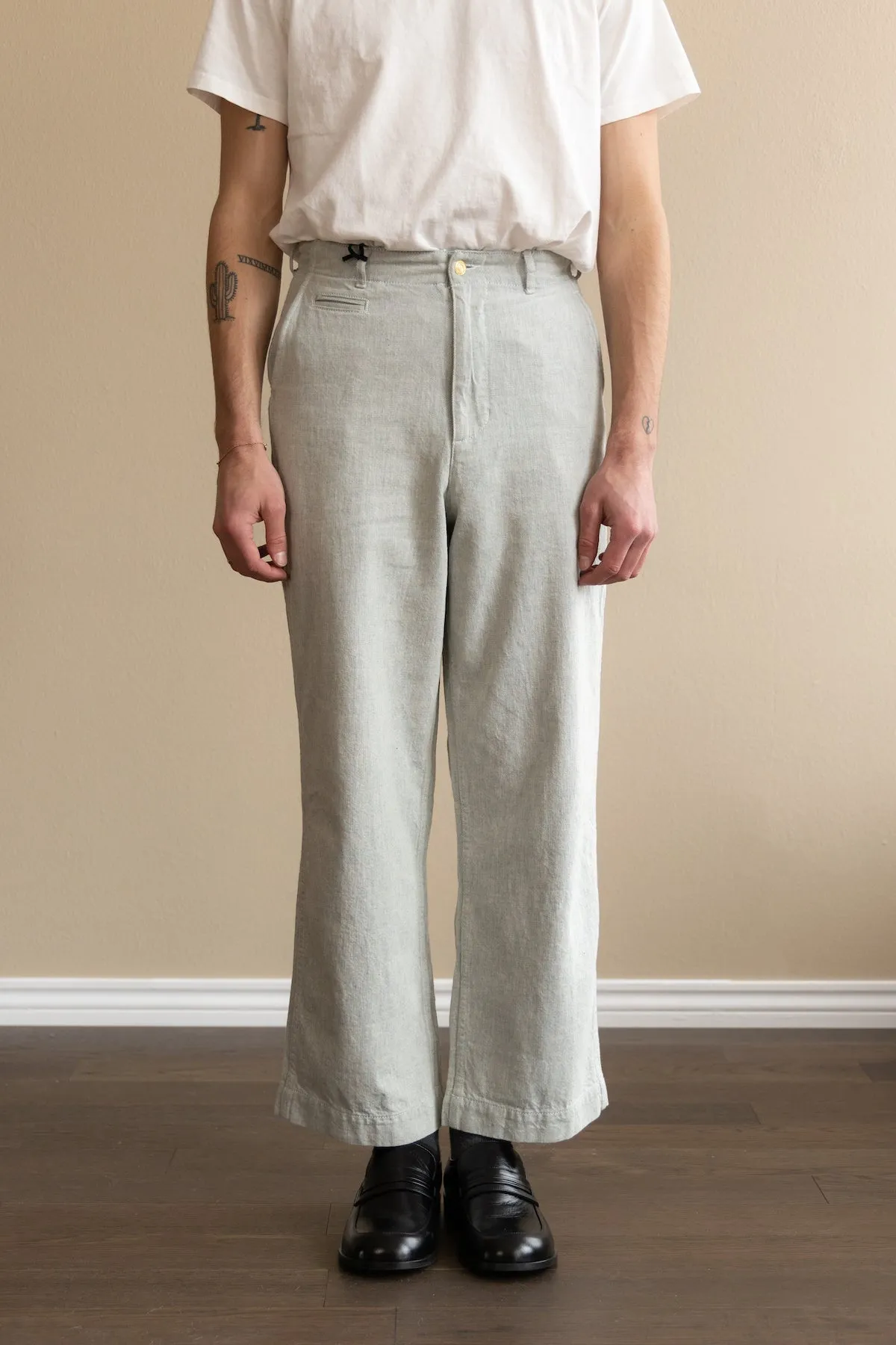 Recycled Denim Military Trousers - Dull Denim