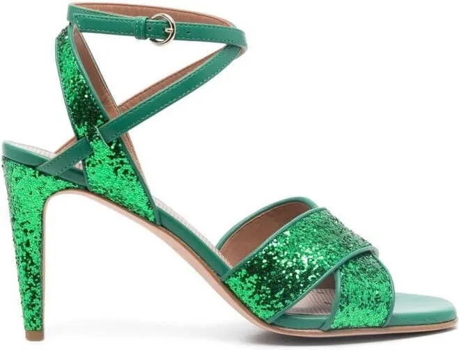 RED(V) glitter-embellished open-toe sandals Green