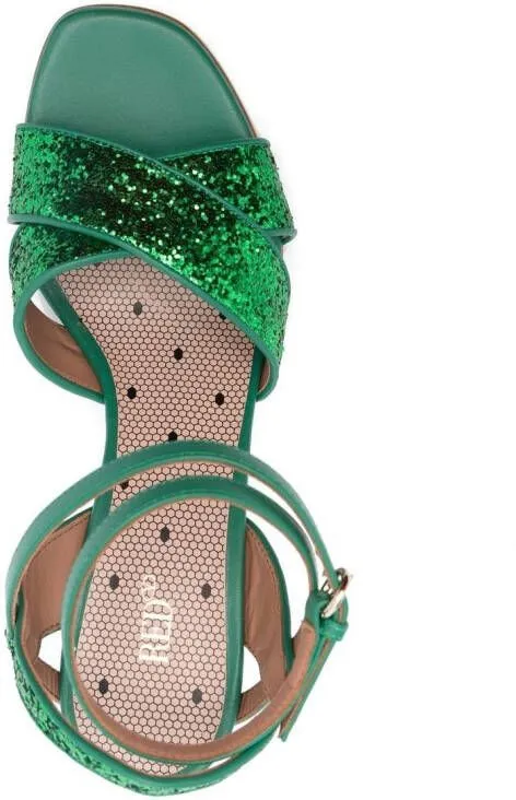 RED(V) glitter-embellished open-toe sandals Green