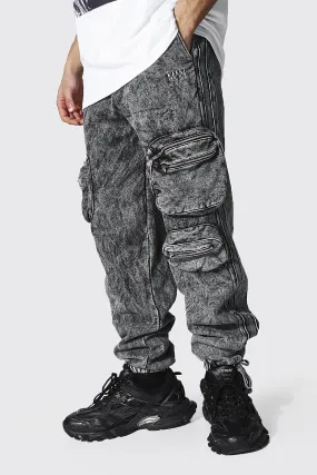 Regular Pintuck Acid Wash Cargo Joggers