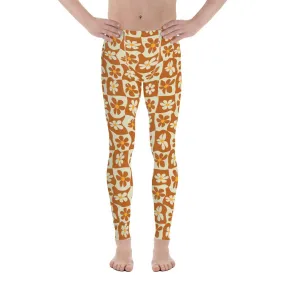 Retro Flower Checkerboard Men's Leggings