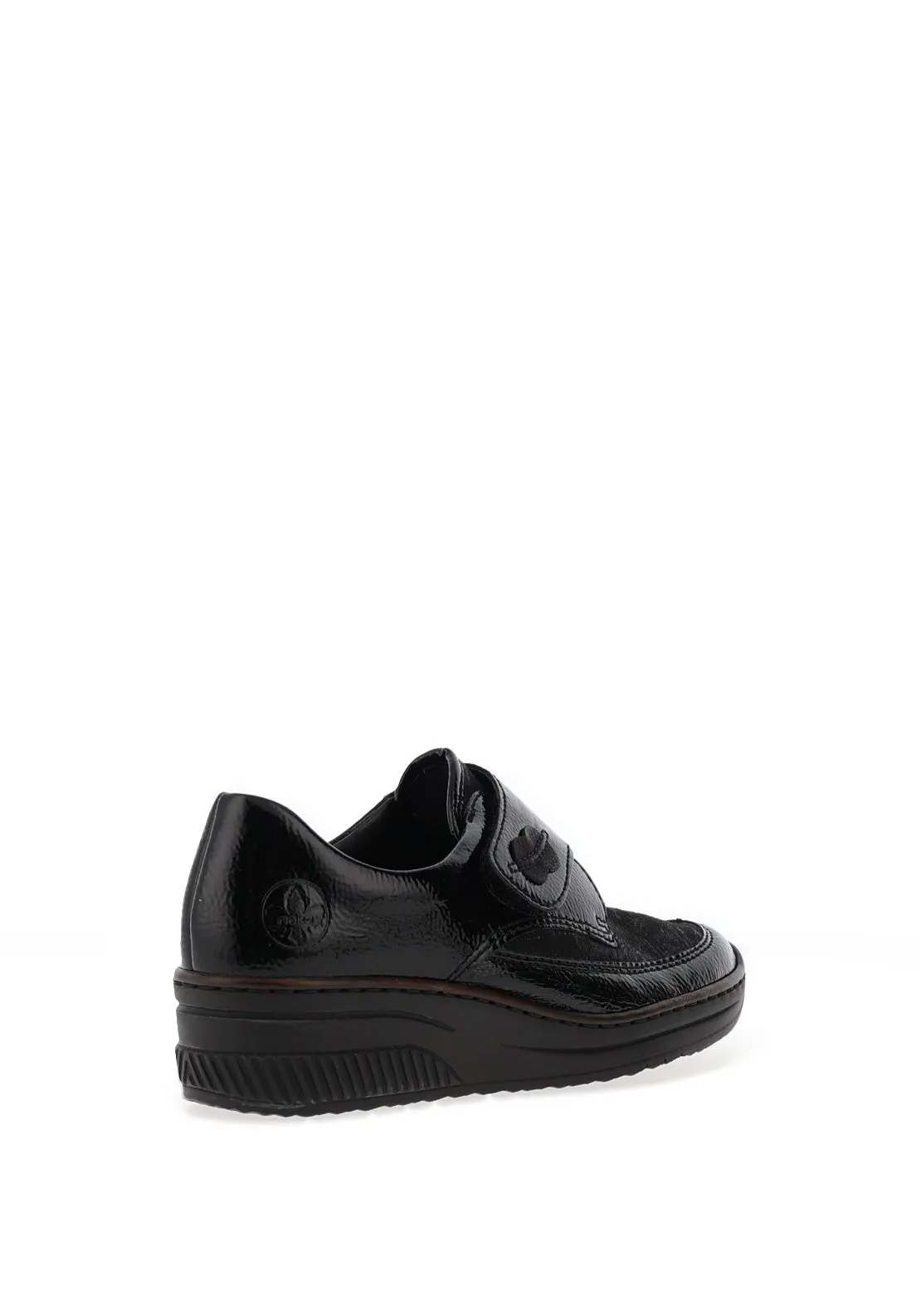 Rieker Velcro Fastening Patent Shoes, Black