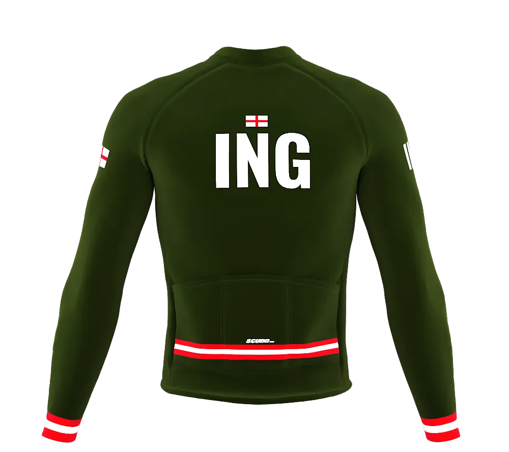 ScudoPro Pro Thermal Long Sleeve Cycling Jersey Country CODE England Green | Men and Women