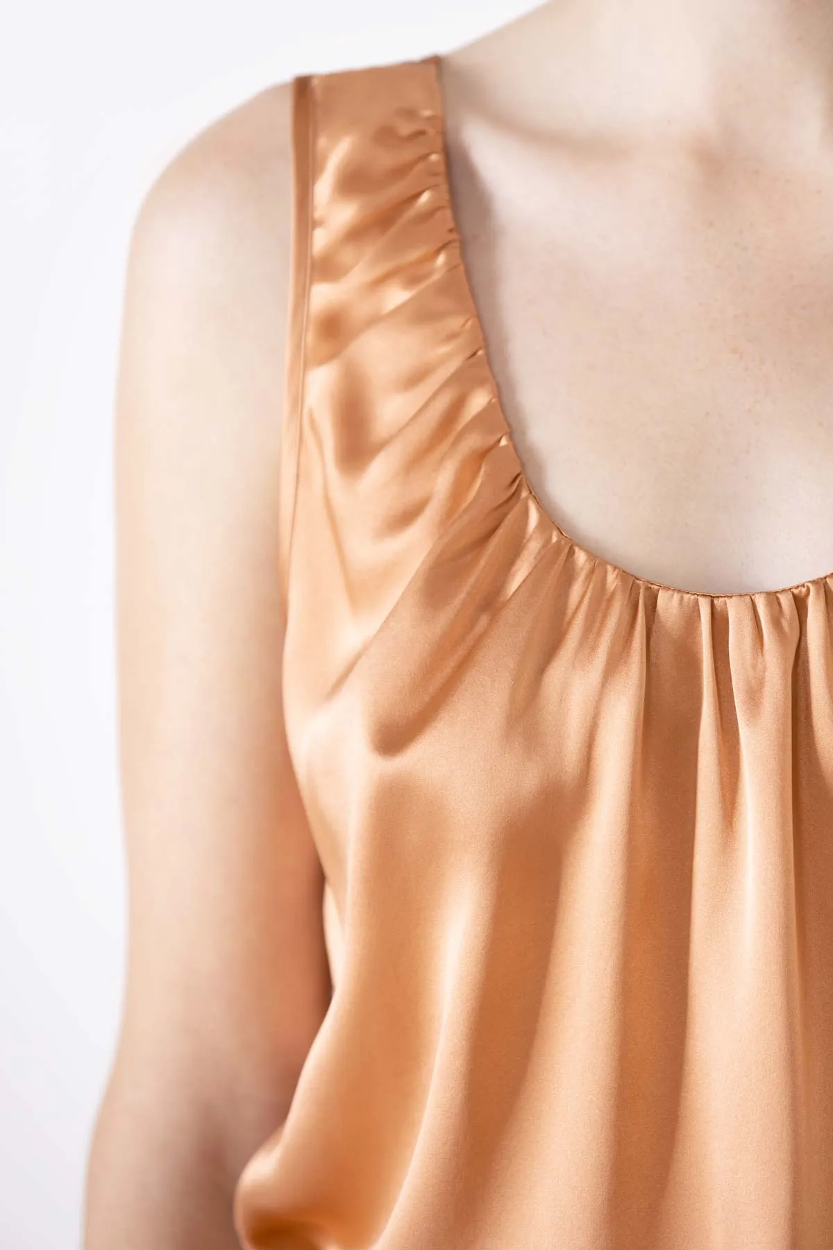 Sierra Ruched Neckline Silk Tank