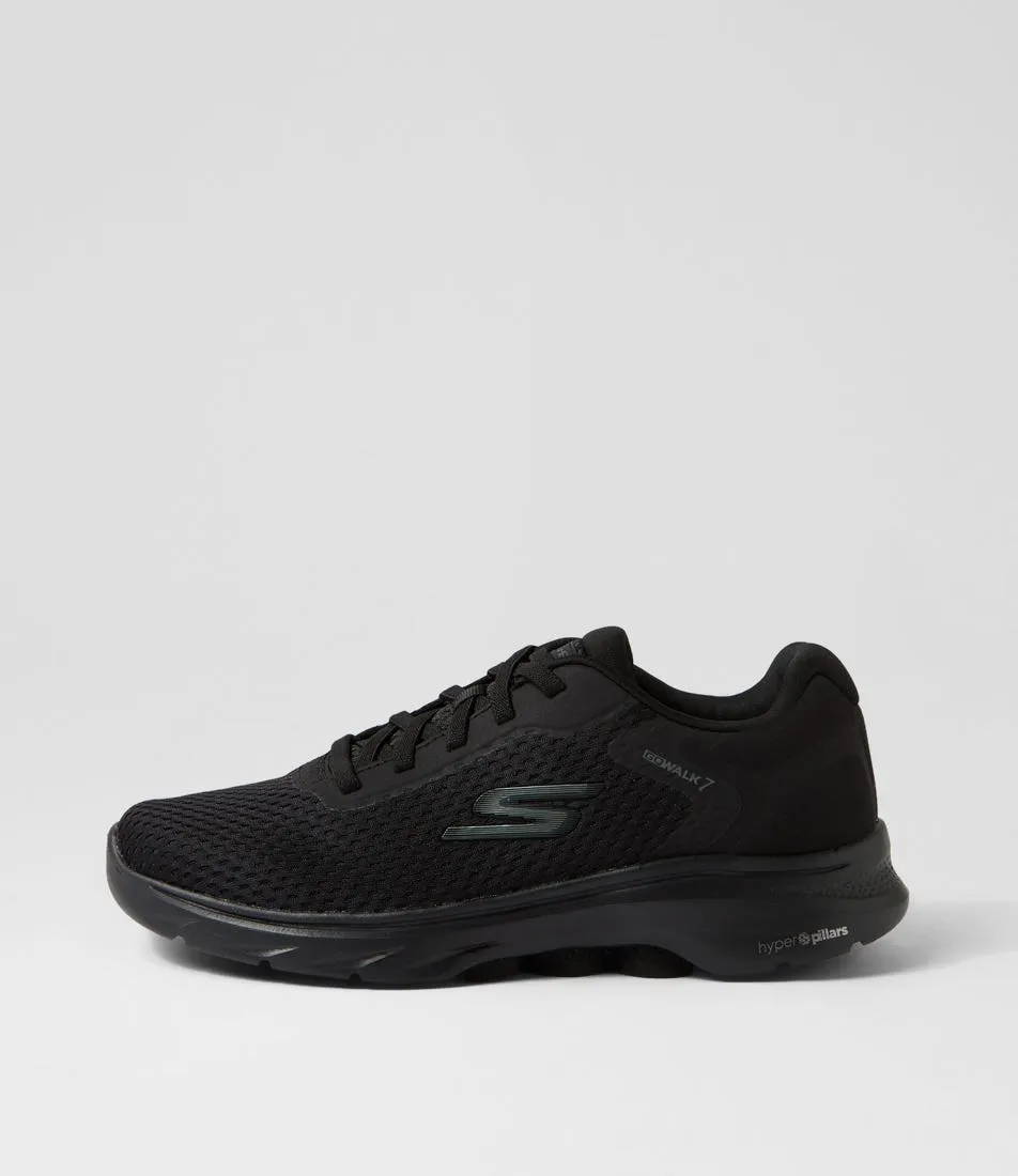 SKECHERS Go Walk 7 Black Knit Sneakers