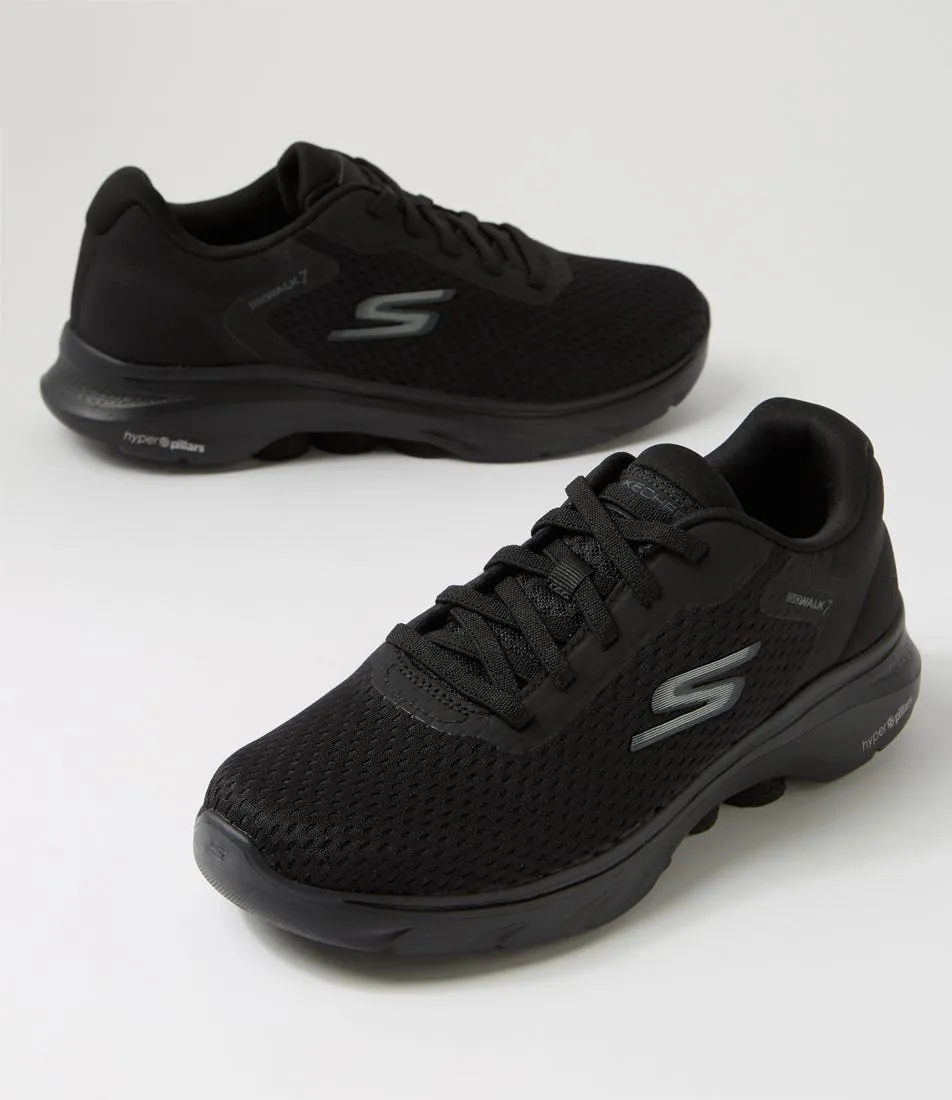 SKECHERS Go Walk 7 Black Knit Sneakers