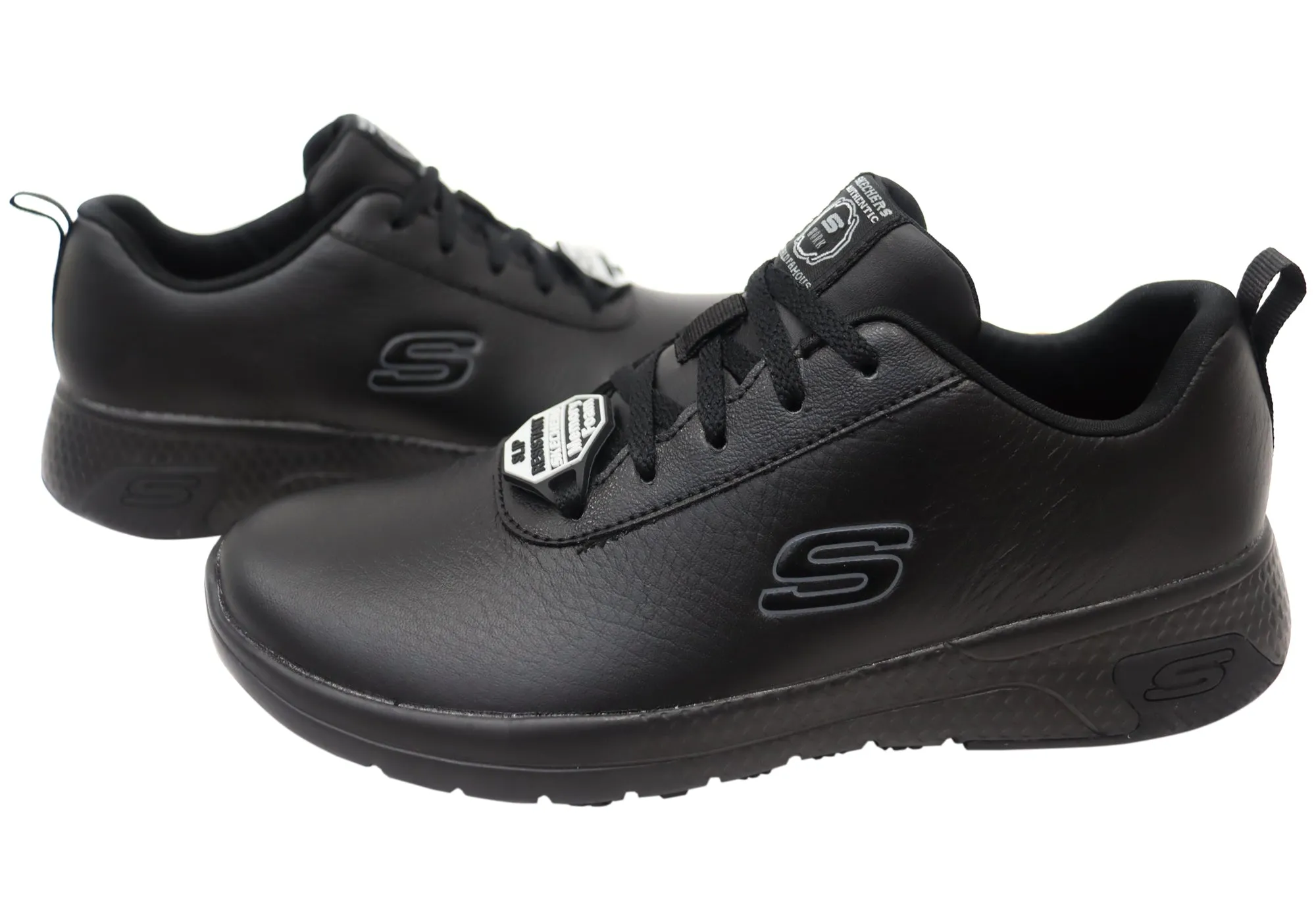 Skechers Womens Leather Marsing Gmina Slip Resistant Work Shoes