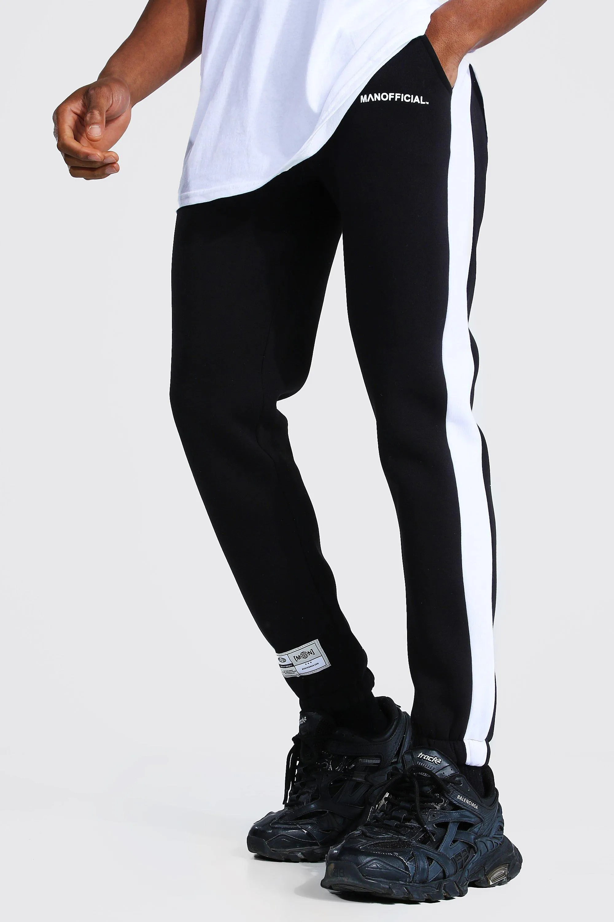 Skinny Man Official Colour Block Joggers | boohooMAN UK