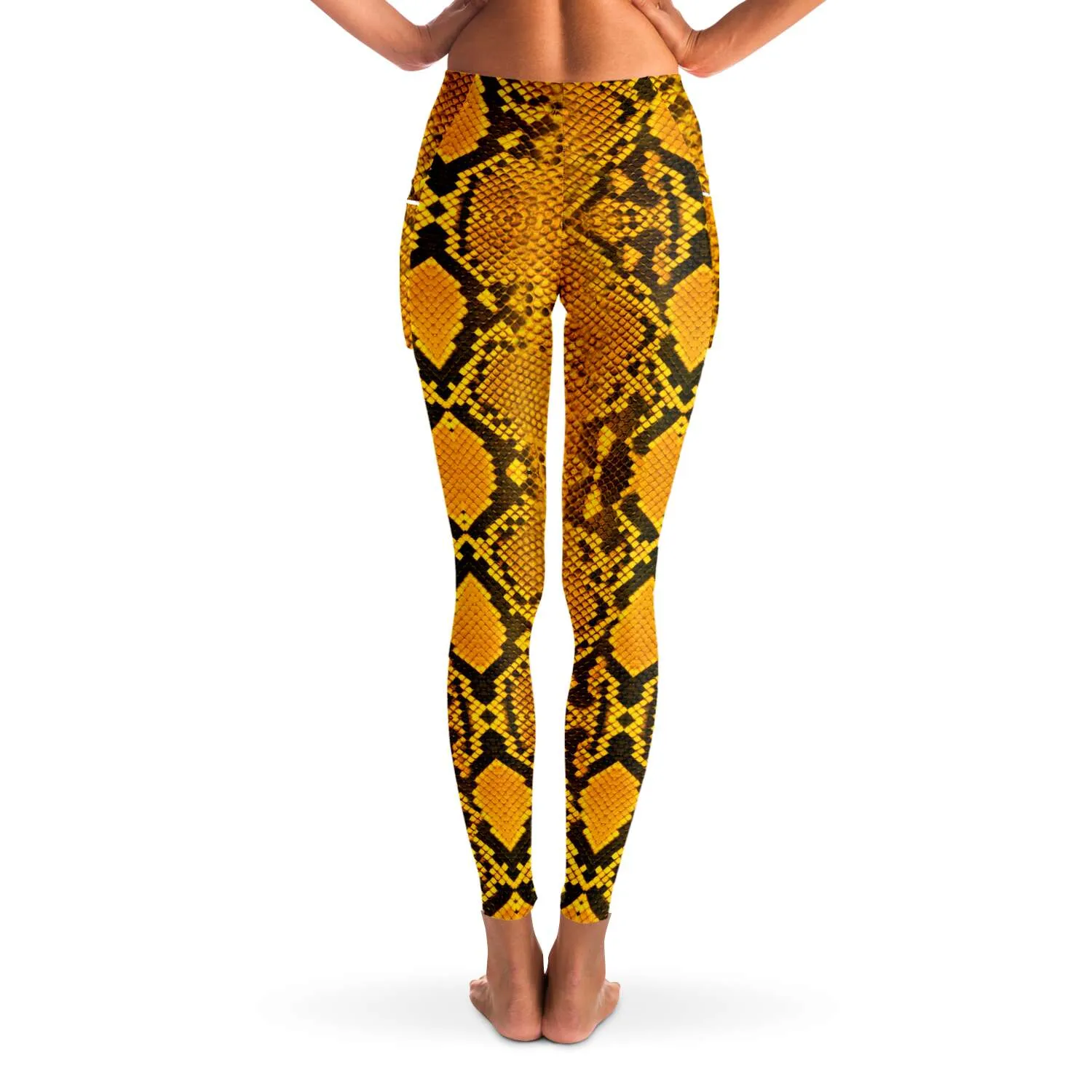 South Central Girl Slither Yellow Snakeskin Mesh Leggings