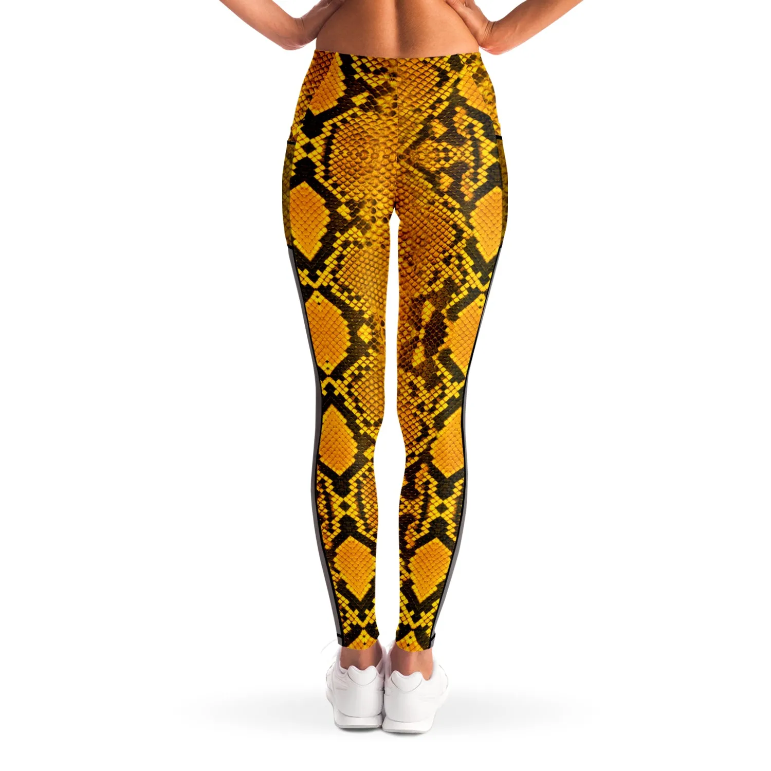 South Central Girl Slither Yellow Snakeskin Mesh Leggings