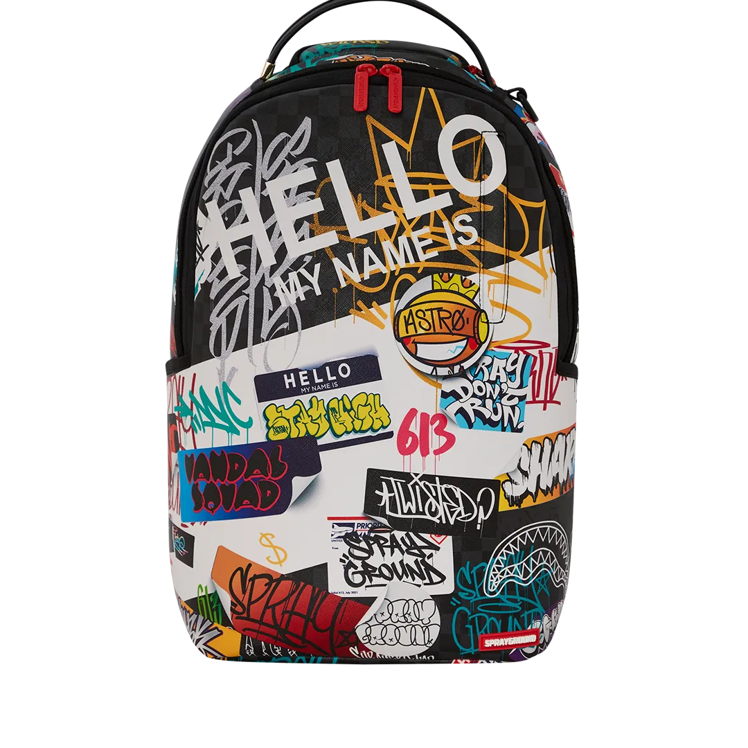 Sprayground Hello World V14 Backpack - Black / White / Yellow