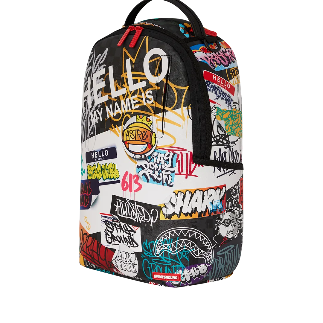 Sprayground Hello World V14 Backpack - Black / White / Yellow