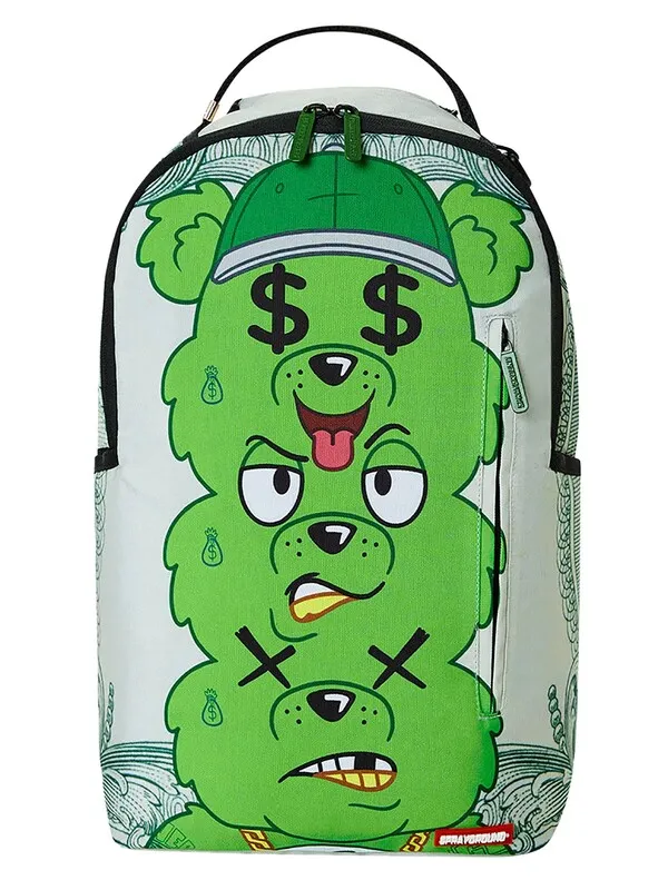 Sprayground Seeing Triple Money Bear Backpack - White/Green