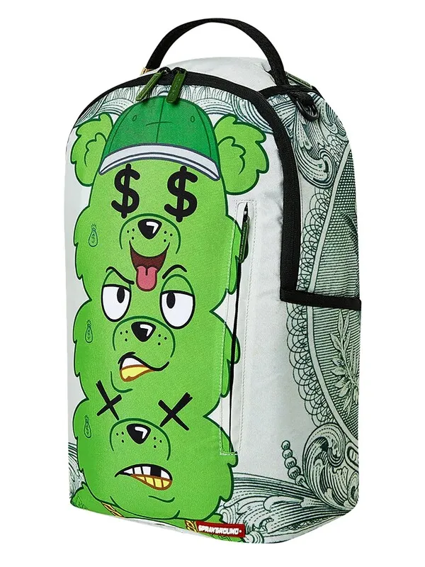 Sprayground Seeing Triple Money Bear Backpack - White/Green