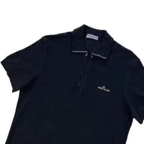 Stone Island Navy Embroidered Polo Shirt 