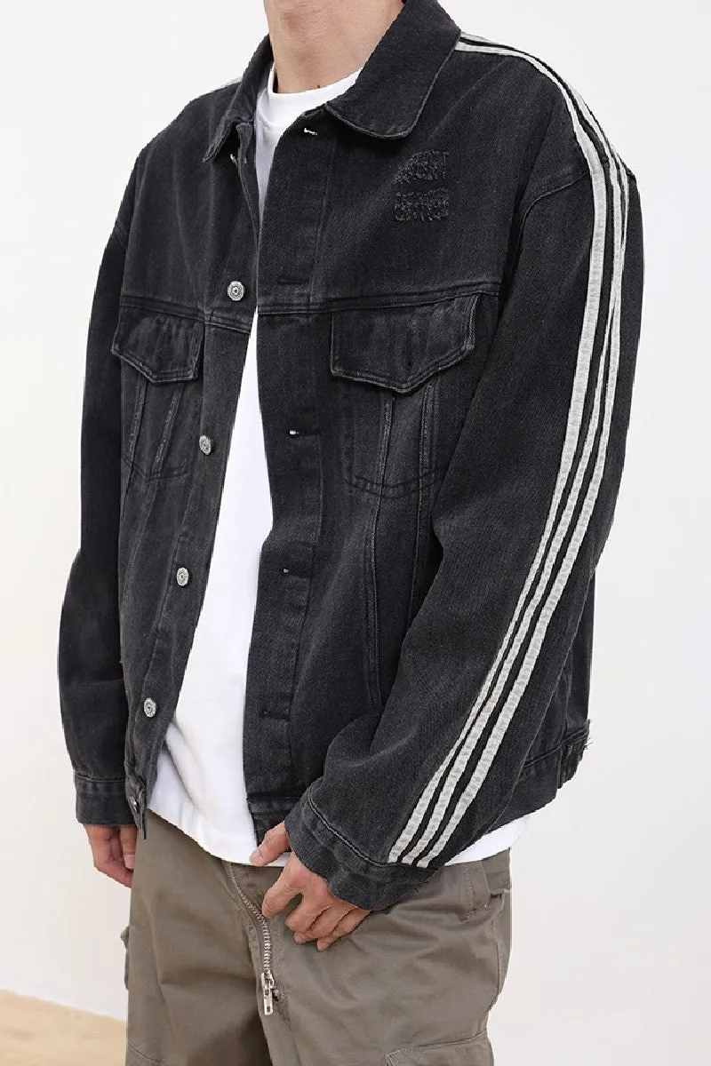 Striped Washed Denim Jacket