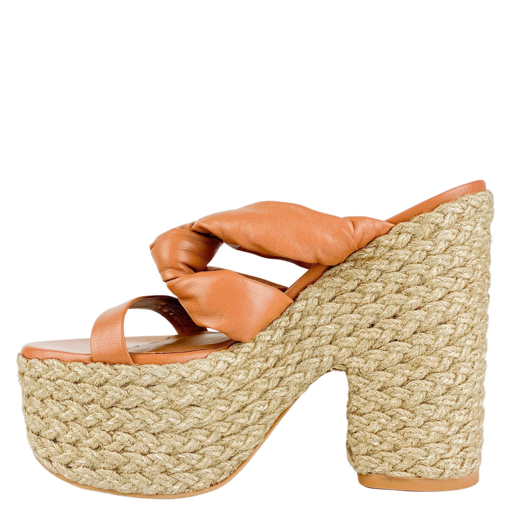 Stuart Weitzman Leather Knotted Platform Sandals in Tan