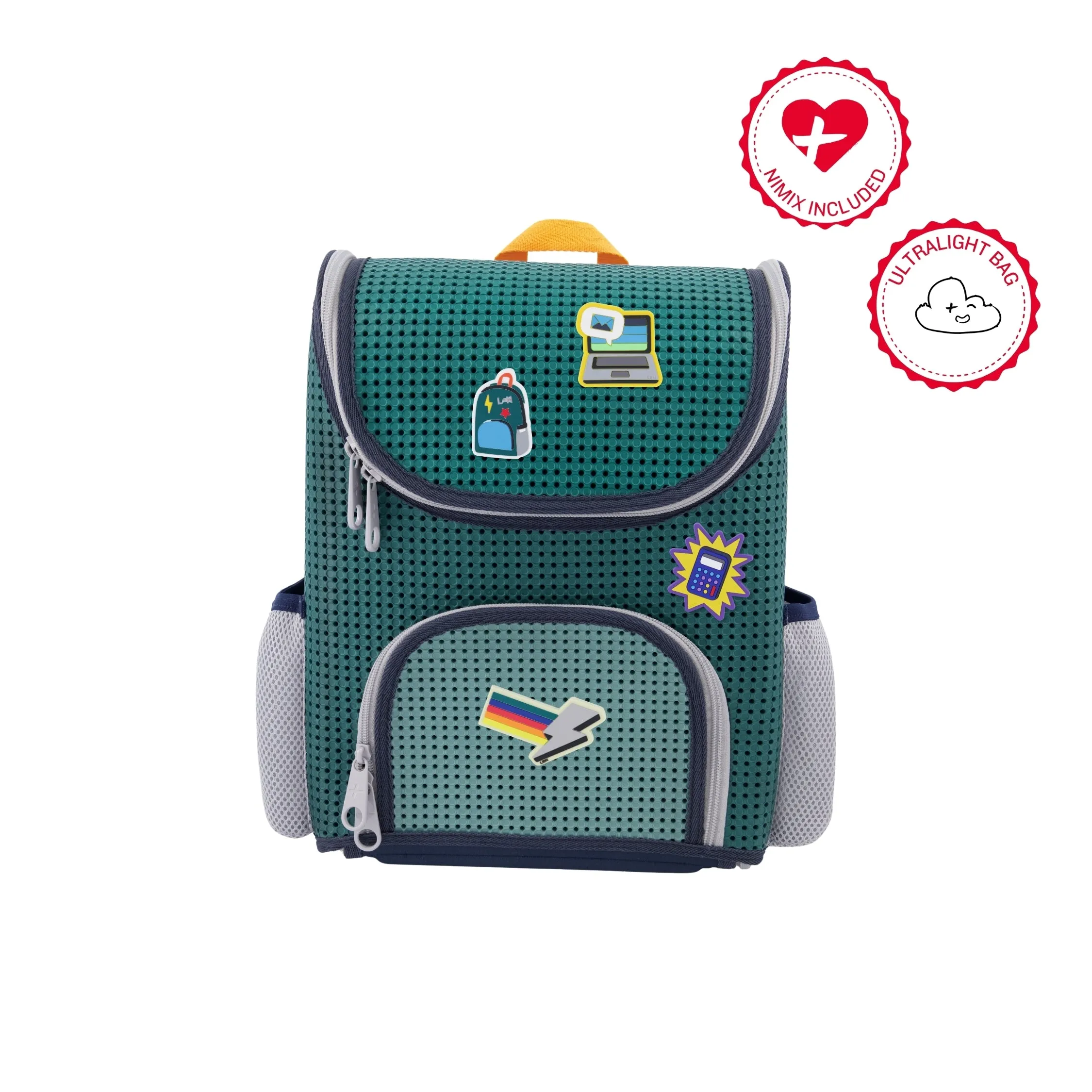 Student Backpack Multi Green with Nimix School-boy Set