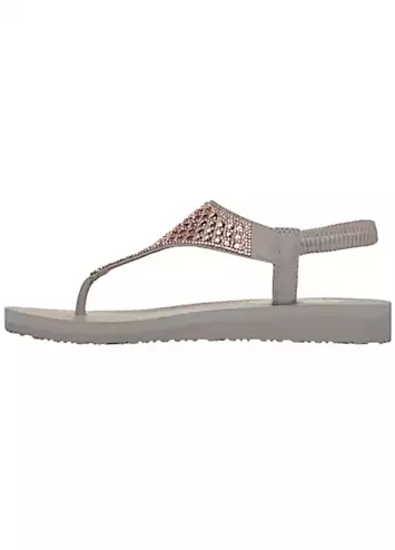 Taupe Meditation Rockstar Sandals by Skechers | Look Again