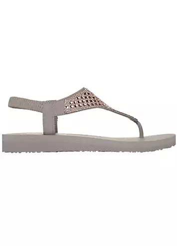 Taupe Meditation Rockstar Sandals by Skechers | Look Again