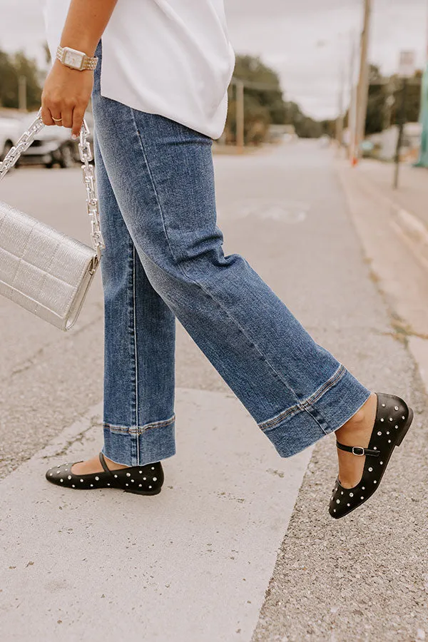 The Iris Rhinestone Embellished Faux Leather Flats in Black