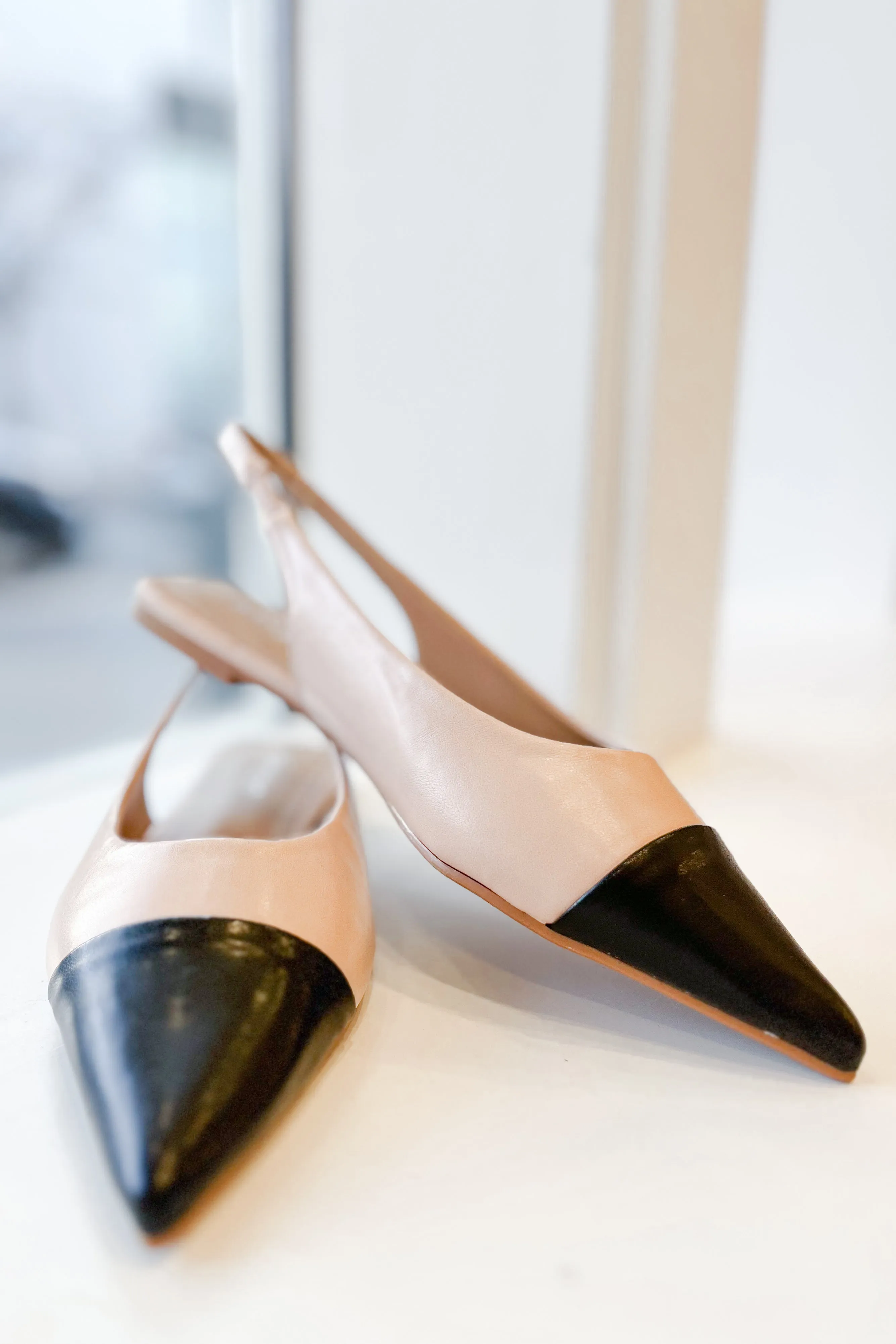 The Nessa Nude & Black Sling Back Flats