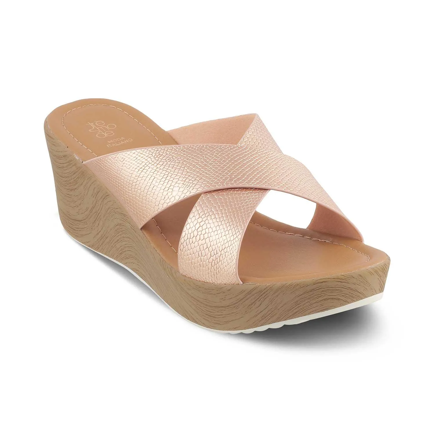 The Santamon Champagne Women's Dress Wedge Sandals Tresmode