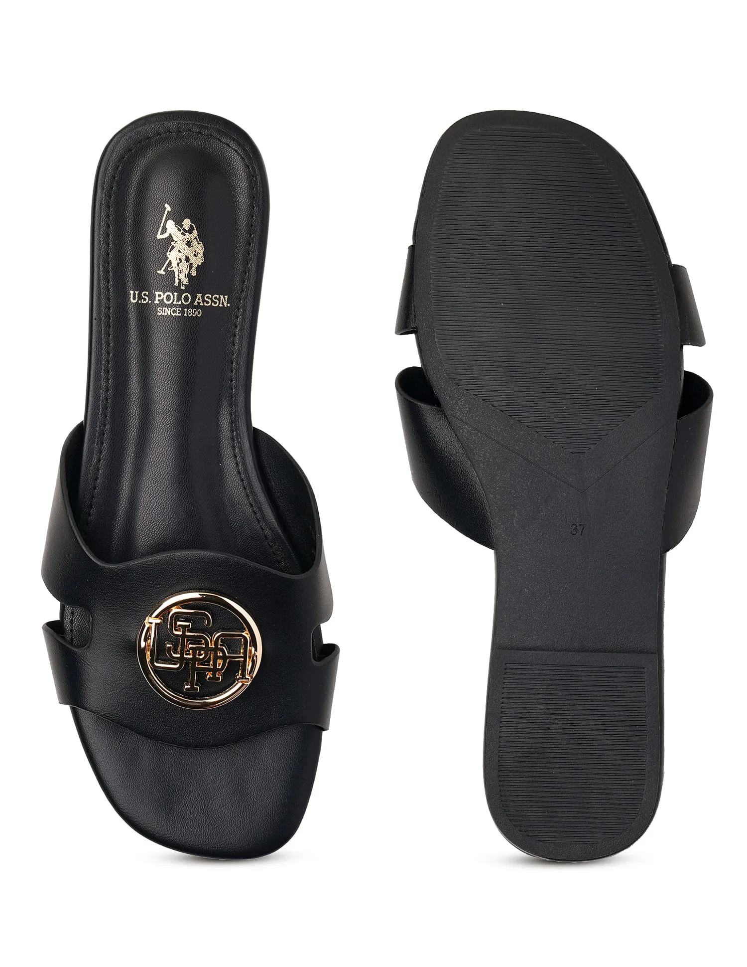 U.S. Polo Assn. Logo Accent Vamp Strap Perla Sandals