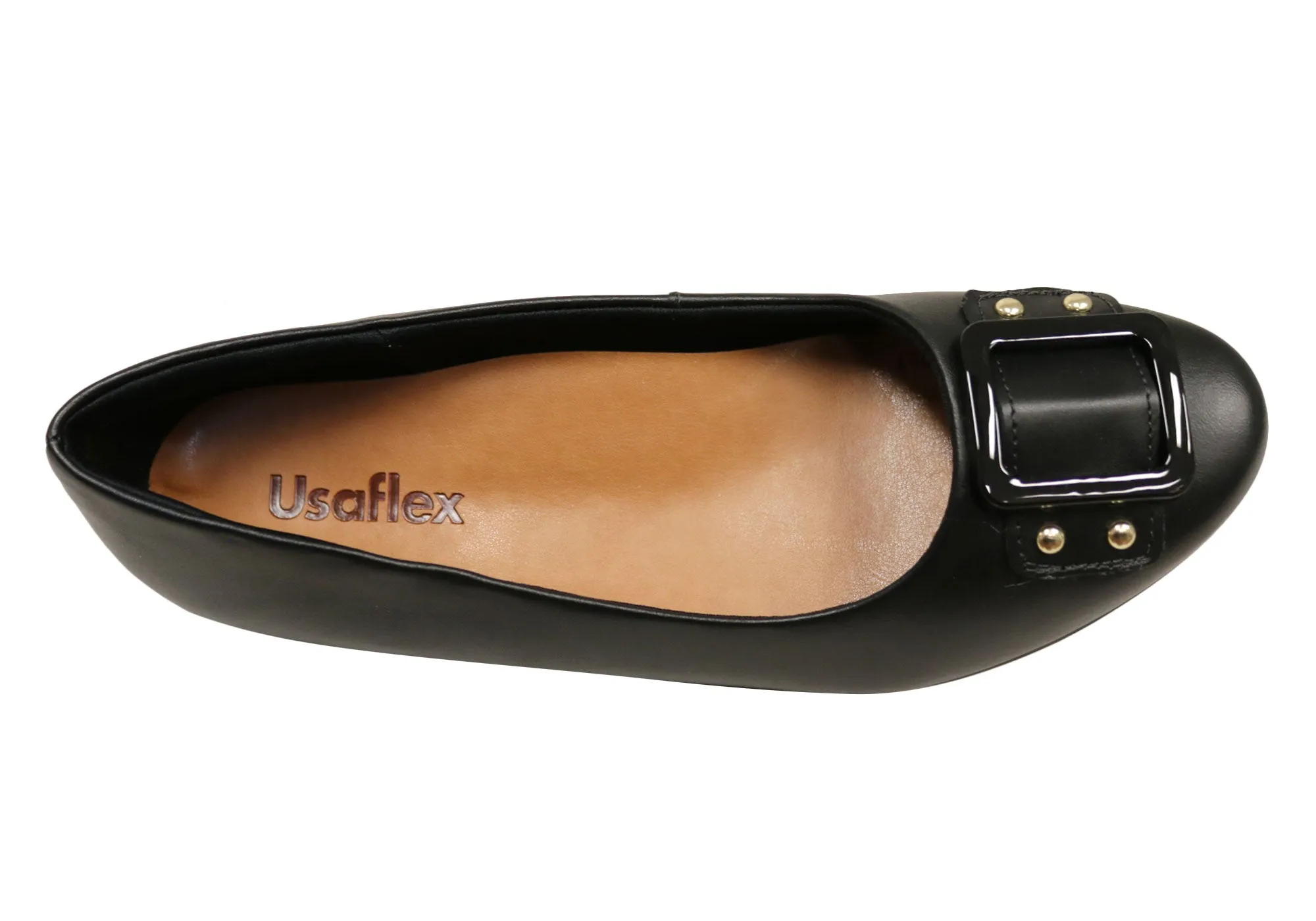 Usaflex Samara Womens Leather Low Heel Shoes Made In Brazil