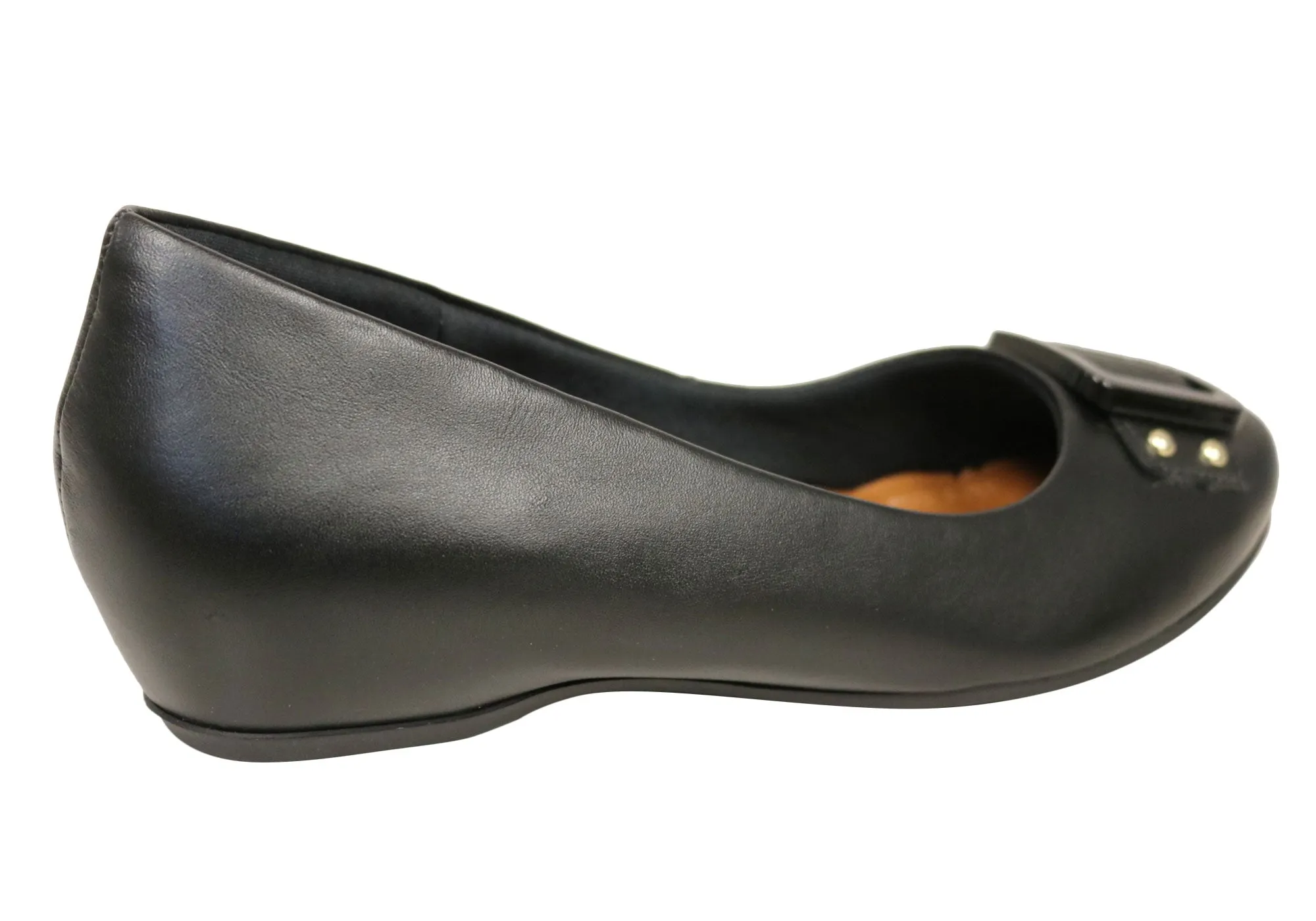 Usaflex Samara Womens Leather Low Heel Shoes Made In Brazil