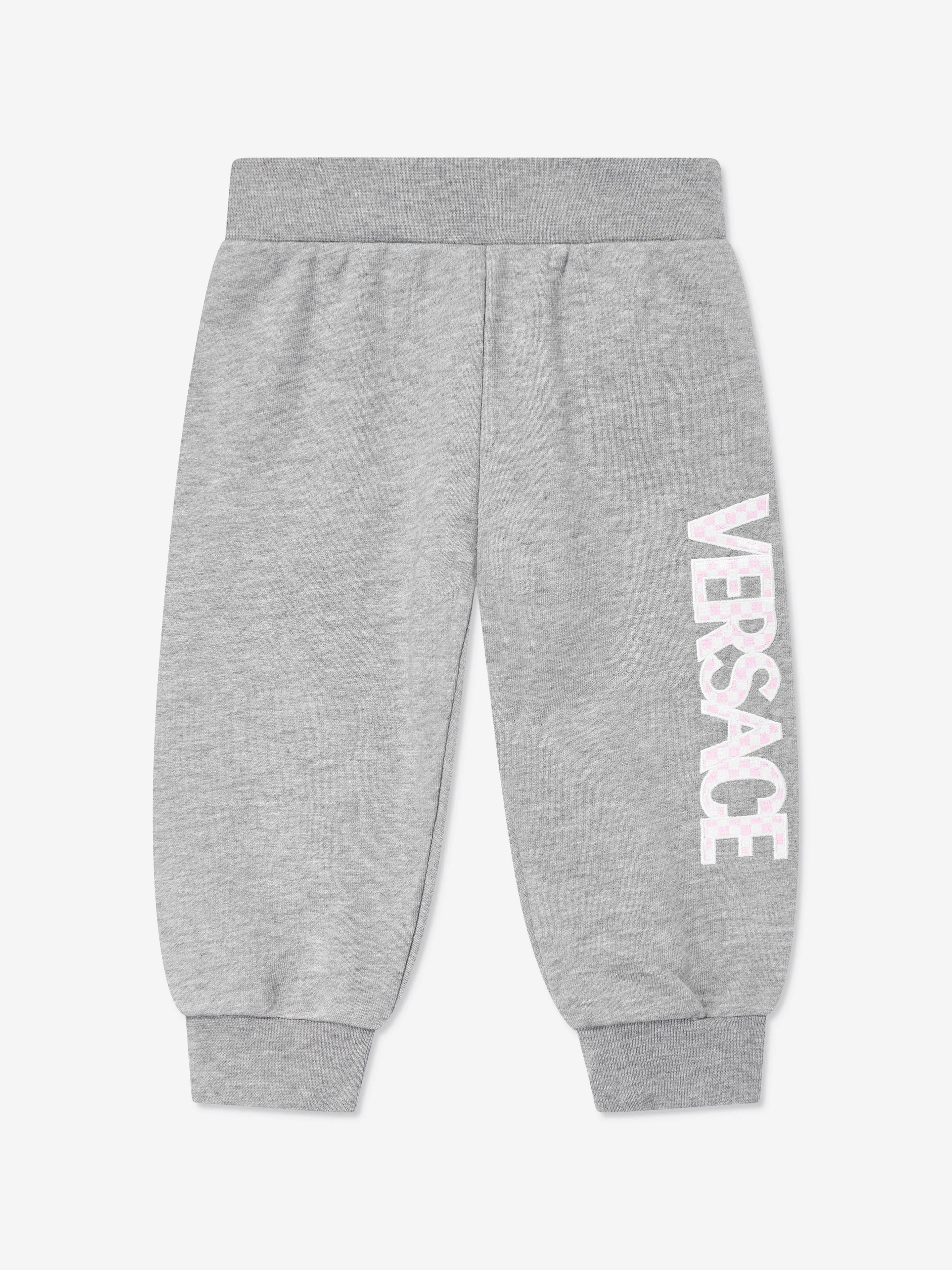 Versace Baby Boys Damier Logo Joggers in Grey