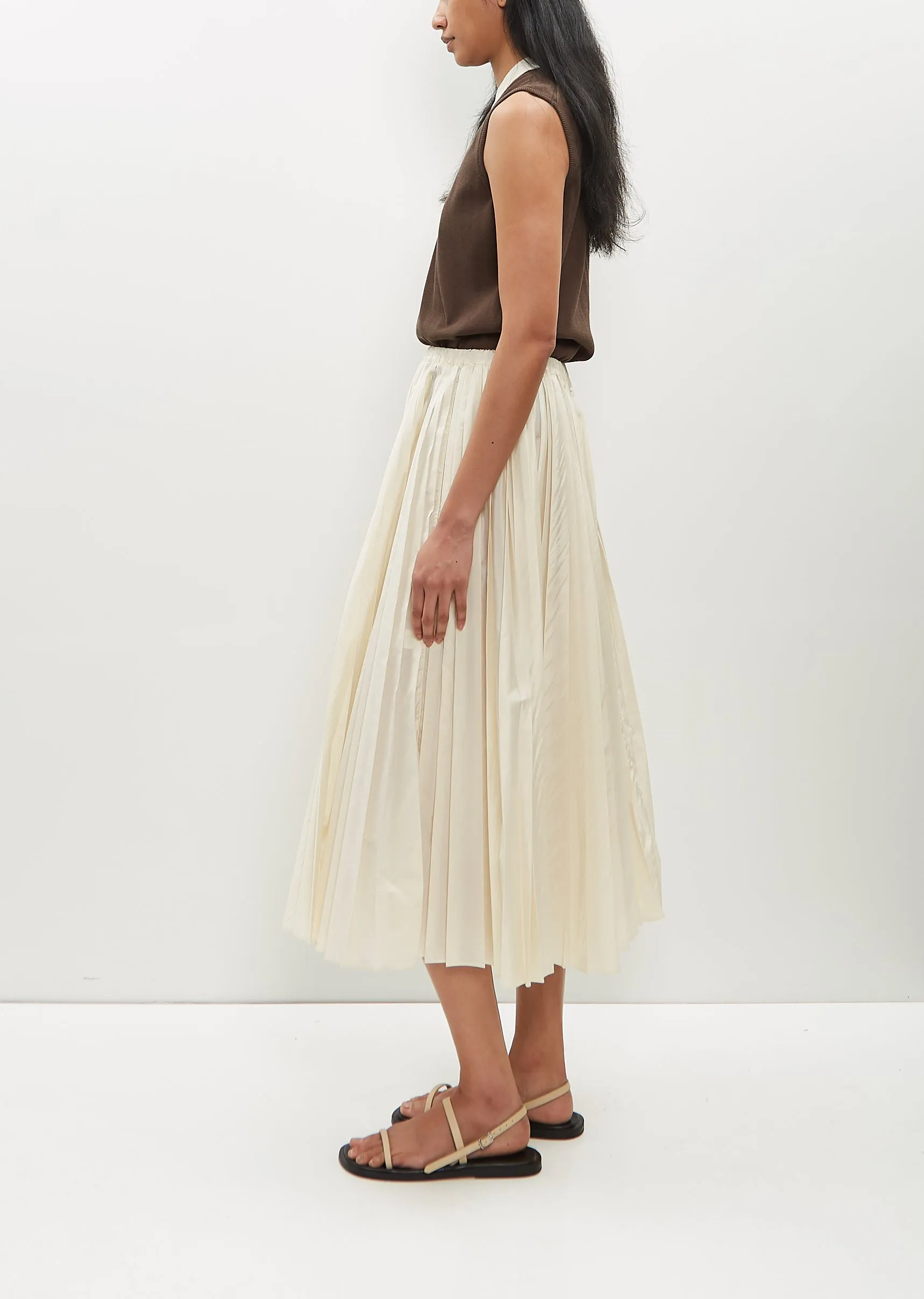 Washed Taffeta Pleated Skirt