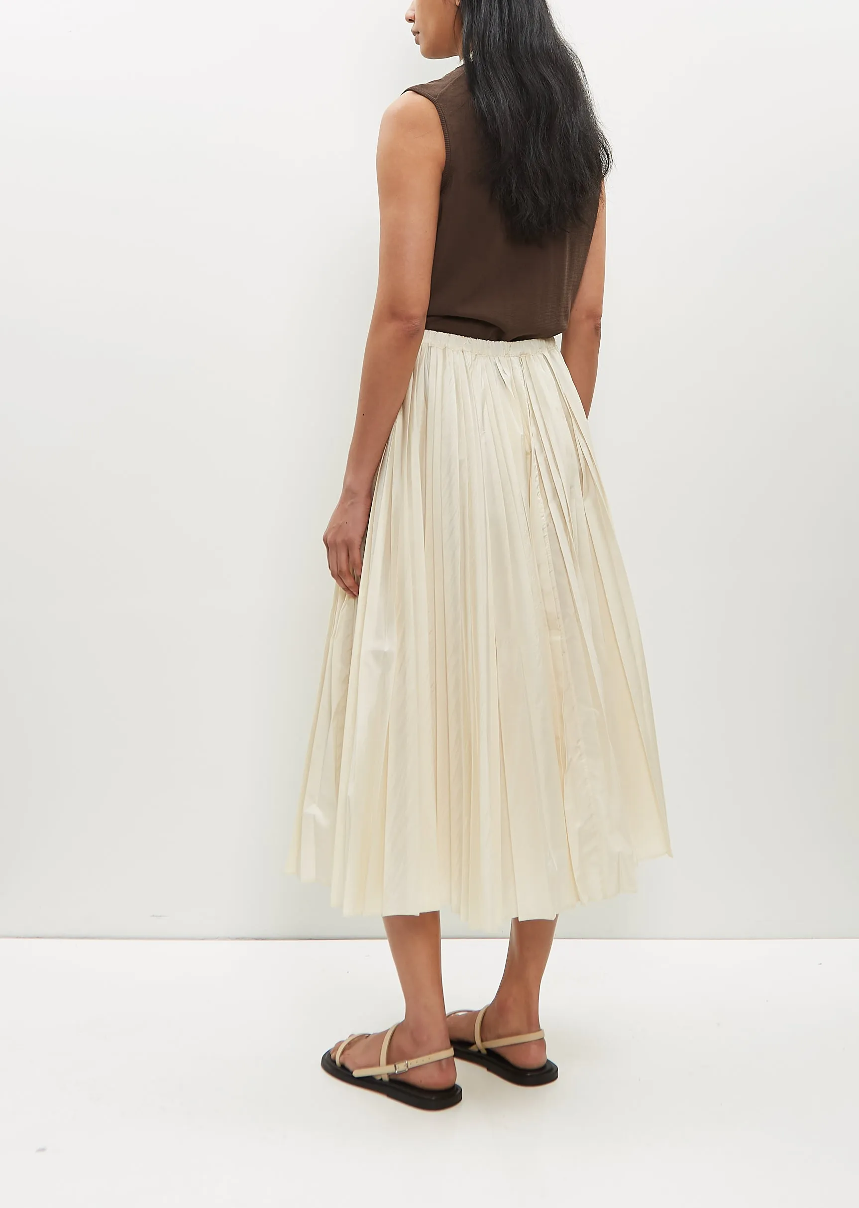 Washed Taffeta Pleated Skirt