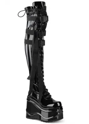 Wave 315 Patent Thigh High Platform Boot