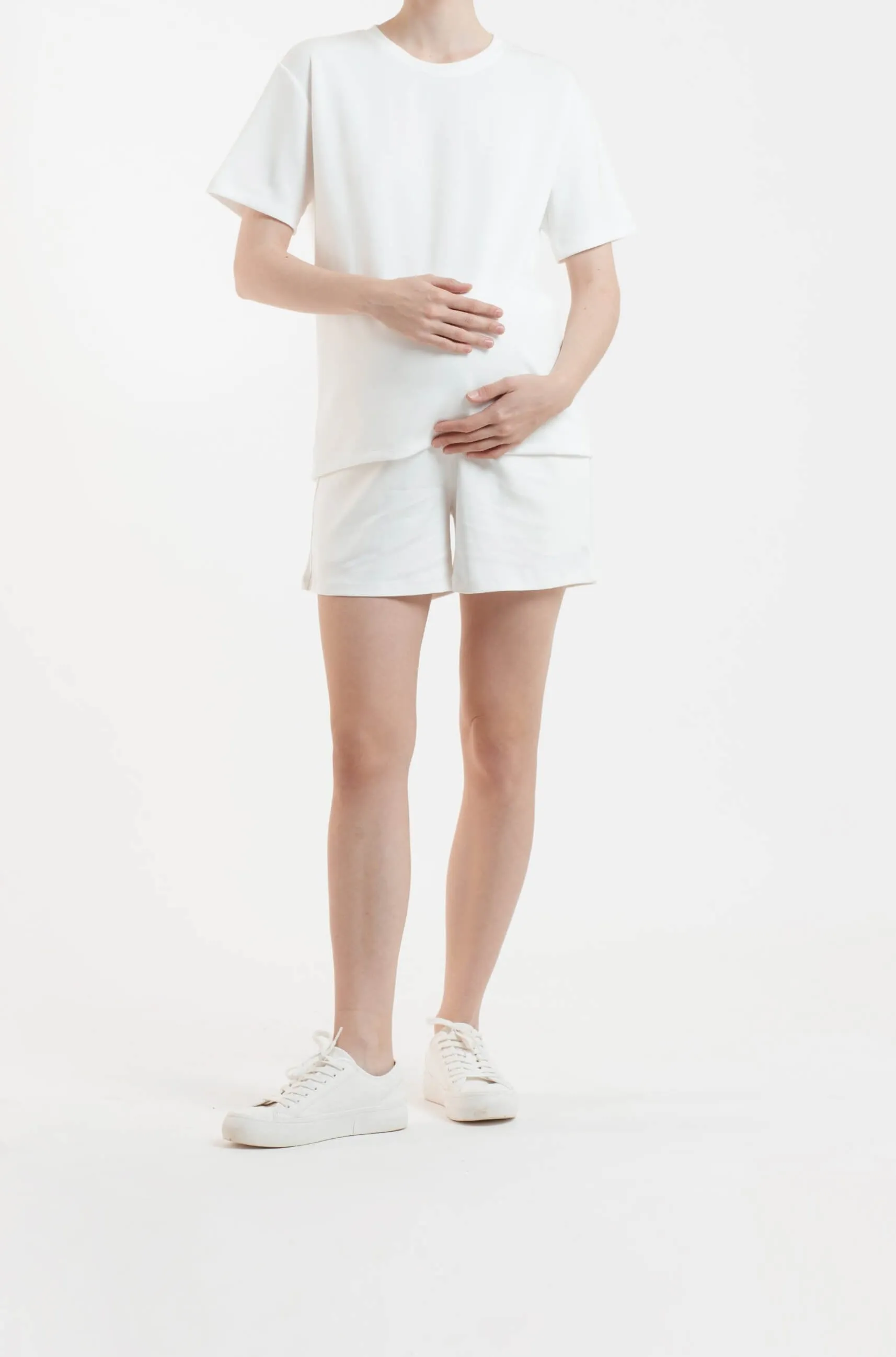 White Airy Bamboo Maternity Shorts