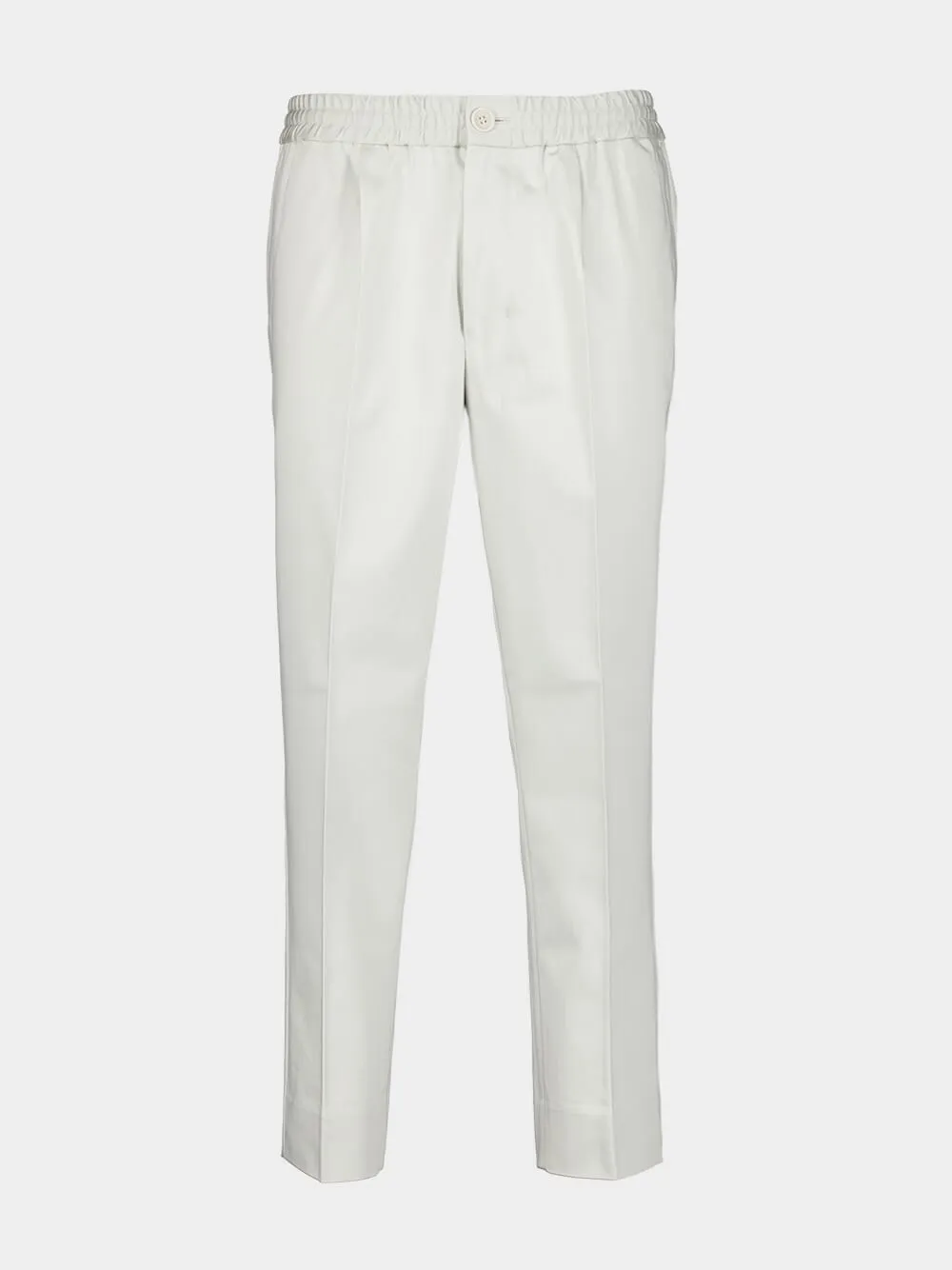 White Cotton Elastic-Waist Trousers