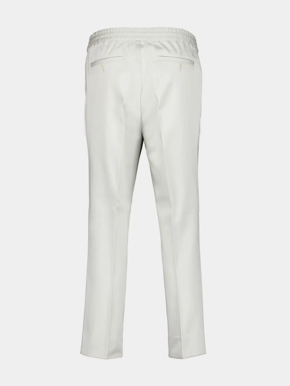 White Cotton Elastic-Waist Trousers