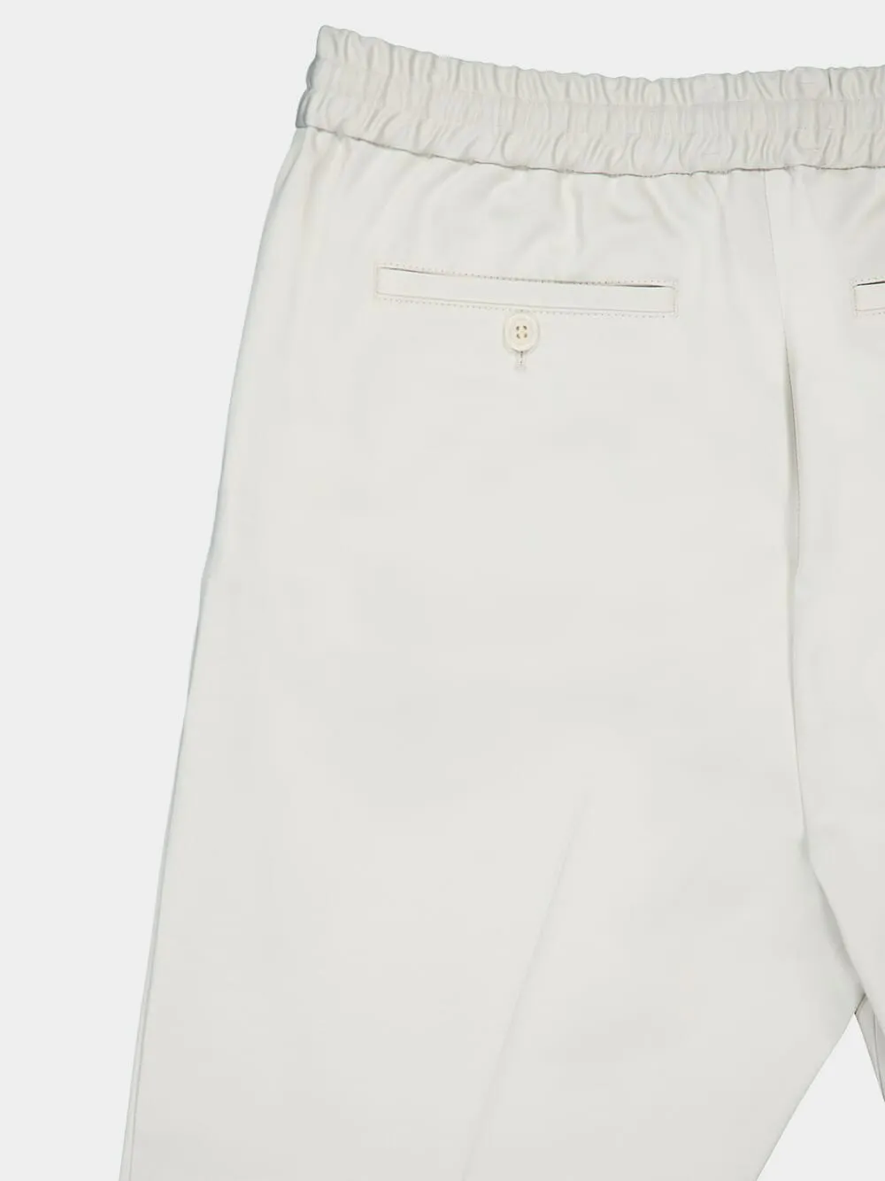 White Cotton Elastic-Waist Trousers